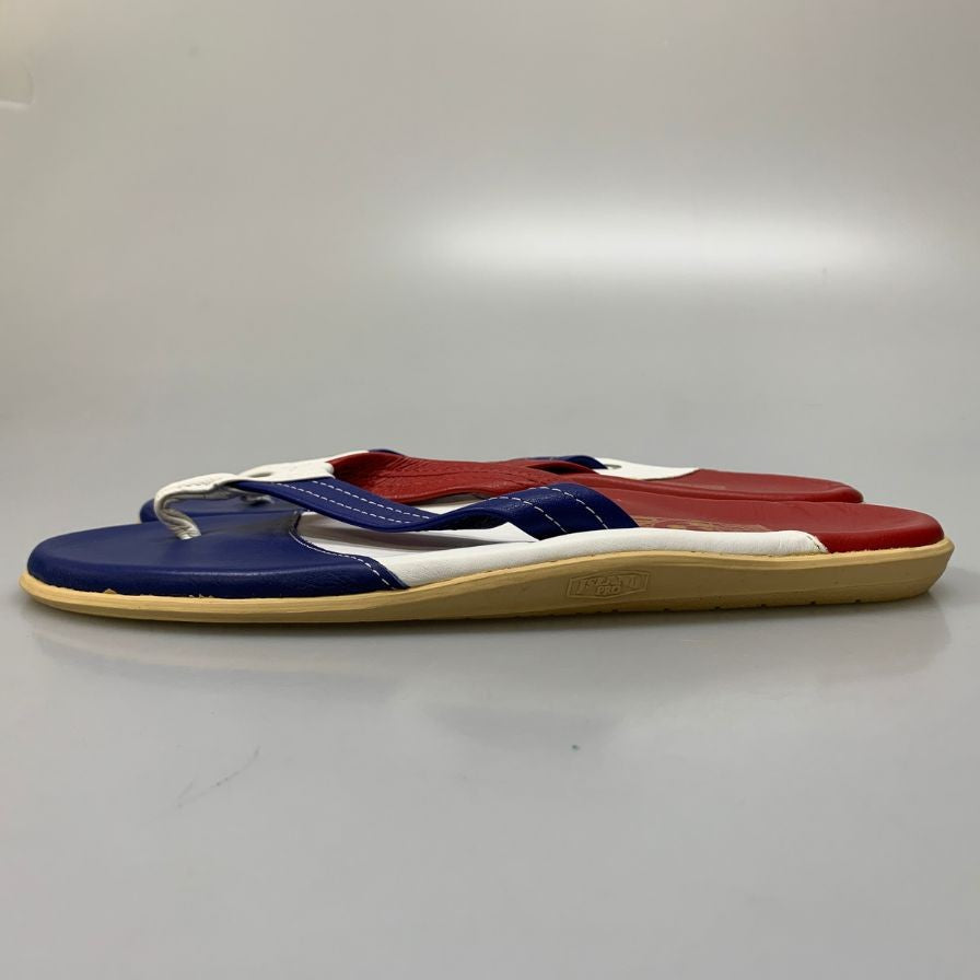 アイランドスリッパ ビーチサンダル レザー トリコロール ホワイト レッド ブルー メンズ サイズ13 ISLAND SLIPPER 約31+cm【AFC35】