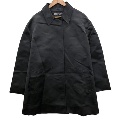 美品◆トム フォード ステンカラー コート シルク100% レディース サイズS ブラック TOM FORD 【AFB7】