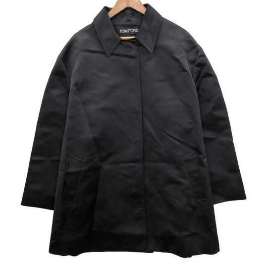 美品◆トム フォード ステンカラー コート シルク100% レディース サイズS ブラック TOM FORD 【AFB7】