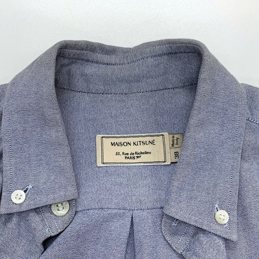 MAISON KITSUNE メゾンキツネ オックスフォードシャツ ブルー 中古□メゾンキツネ オックスフォードシャツ コットン ボタン