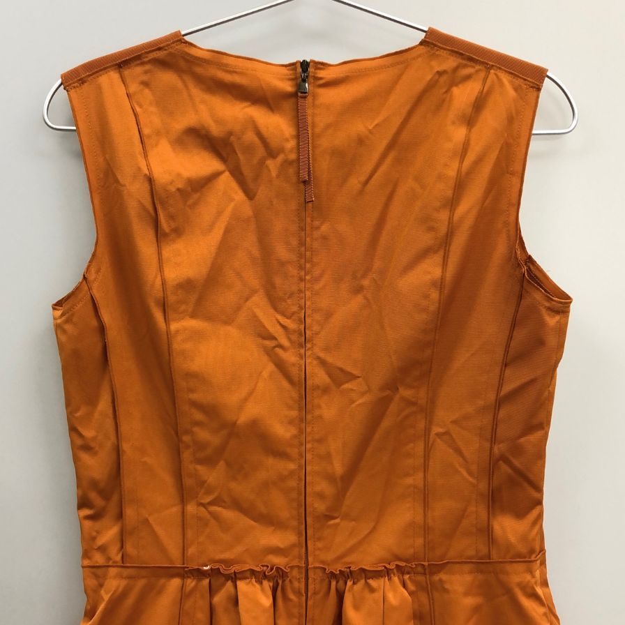 中古◆フォクシーニューヨーク オレンジ ノースリーブワンピース 23815-SPSAN57 40サイズ FOXEY NEWYORK 【AFB24】