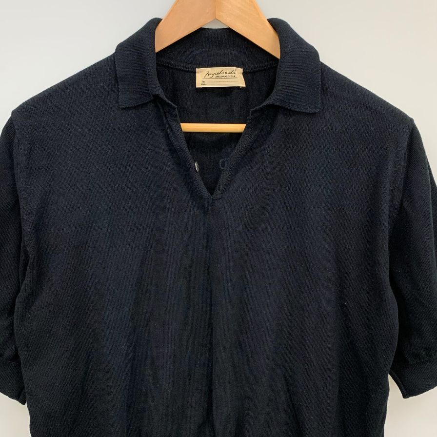 中古◆ブライスランズ ポロシャツ Cotton Short Sleeve Skipper Polo 半袖 コットン ニット スコットランド製 ブラック メンズ サイズ42 Bryceland's 【AFB9】