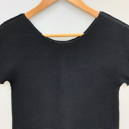 極美品◆ミー イッセイ ミヤケ メッシュ カットソー MI11FK426 レディースブラック サイズ フリー  me ISSEY MIYAKE 【AFB26】