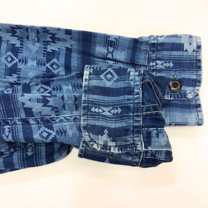 美品◆ダブルアールエル ラルフローレン 長袖シャツ 総柄 ナバホ ネイビー メンズ サイズXS RRL RALPH LAUREN 【AFB6】