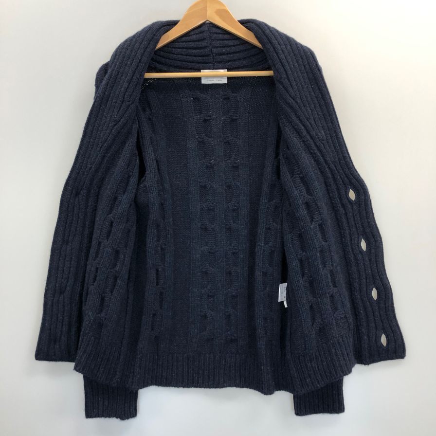 美品◆セッテフィーリカシミア ウールカシミヤショール ユニセックス サイズ 44 ネイビー Settefili Cashmere 【AFB10】