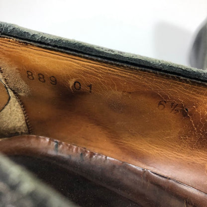 サントーニ スリッポン レースアップ ステッチ カーフ メンズ ブラック サイズUK6.5 Santoni 約25.5cm【AFC50】