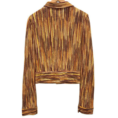 美品◆ミッソーニ フロントボタン ブルゾン ストライプ レディース サイズ42 オレンジ  MISSONI 【AFB39】