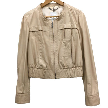 中古◆セリーヌ ノーカラージャケット ラムレザー ベージュ レディース サイズ42 CELINE 【AFB15】