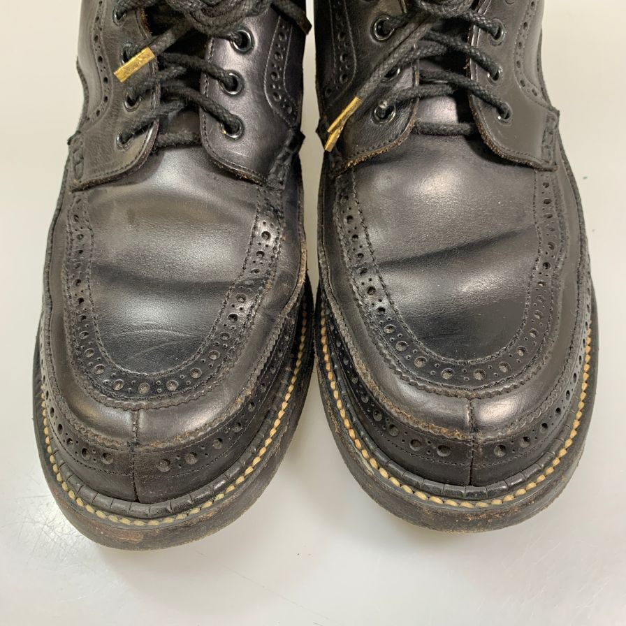 フットザコーチャー ブーツ レザー ブローグ モカシン ブラック サイズ8 メンズ foot the coacher 約26.0cm【PTM2】