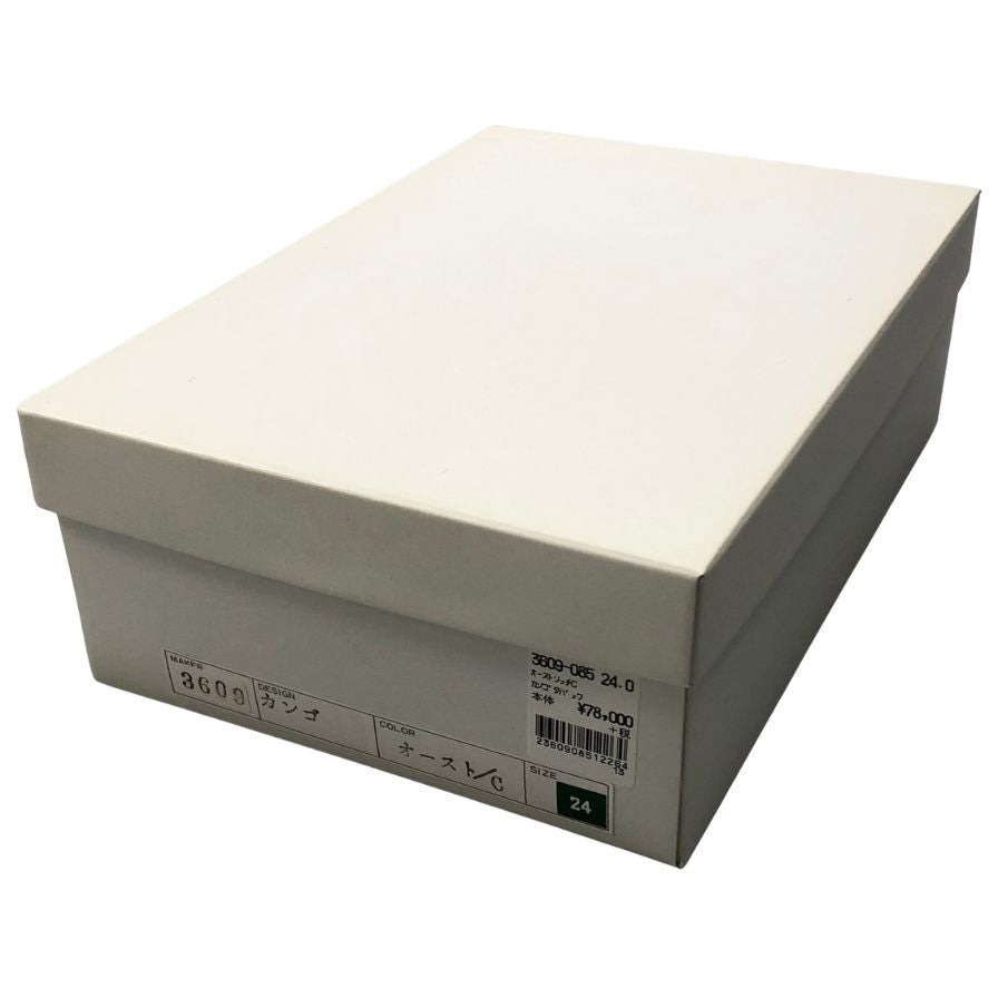 新宿屋 パンプス レザー 3609 スリッポン 切替 オーストリッチ ブラウン サイズ24 shinjukuya 約24.0cm【7-10】