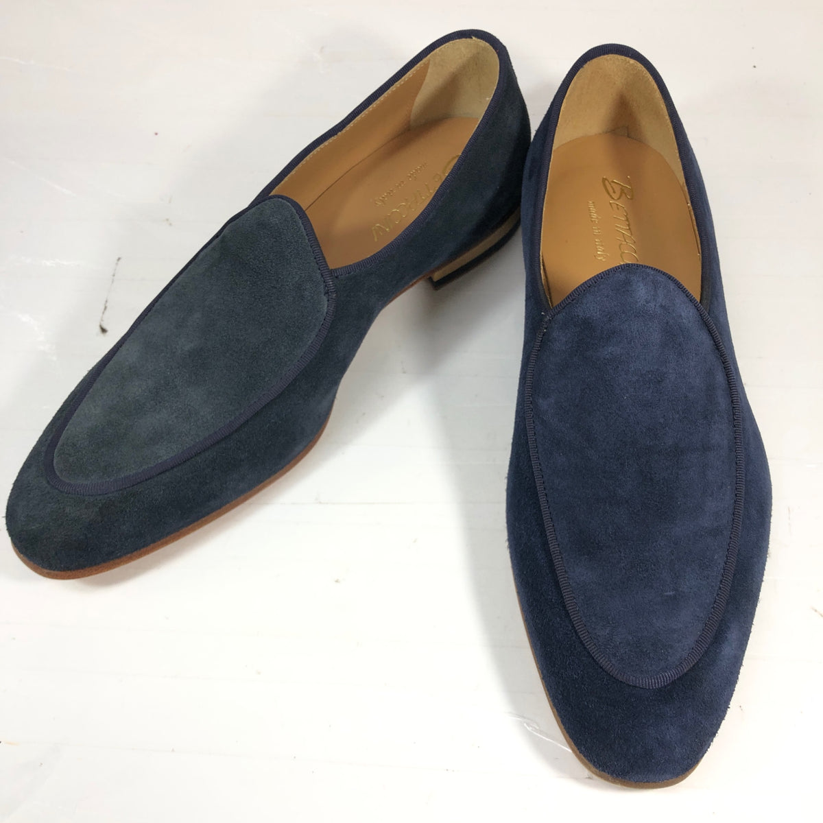 ベッタチーニ スリッポン スエード メンズ ネイビー サイズ41 メンズ BETTACCHINI 約25.5cm【AFD5】