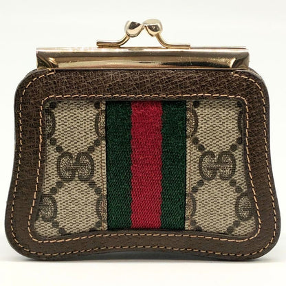 オールドグッチ シェリーライン がま口 小銭入れ ベージュ 財布 GUCCI【AFI19】