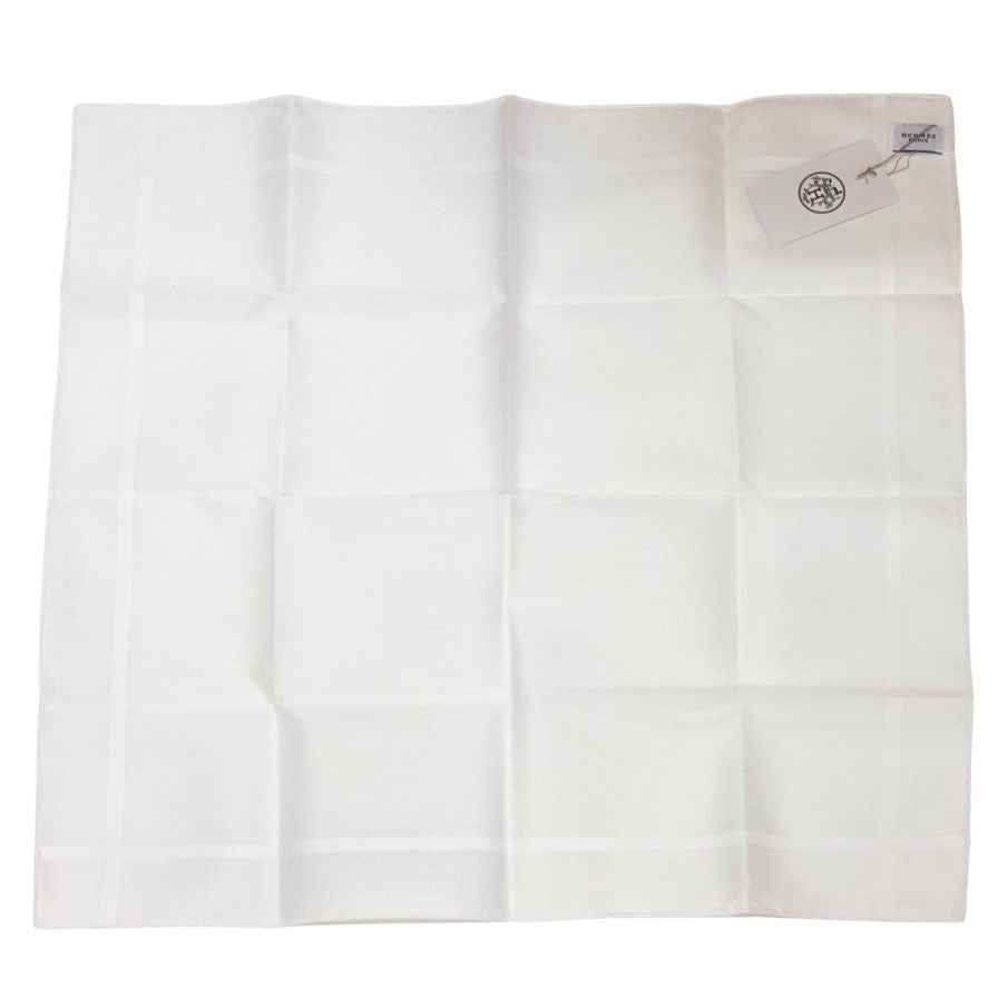 エルメス ハンカチ コットン100% ホワイト レディース HERMES【AFB55】【中古】