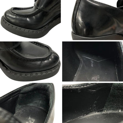 プラダ ローファー 厚底 ハイヒール ロゴ レザー レディース ブラック サイズ23.5 PRADA 約23.5cm【AFD3】