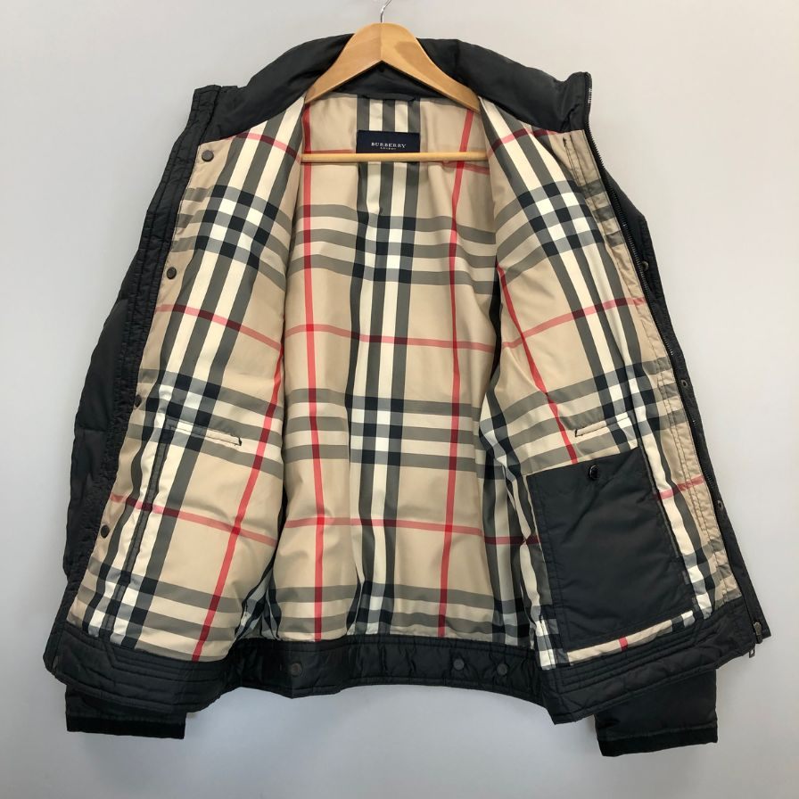 中古◆バーバリー ロンドン ダウンブルゾン 4ポケット 裏地ノバチェック 三陽商会 01496-06 メンズ サイズLL ブラック BURBERRY LONDON 【AFB14】