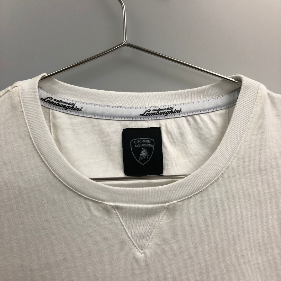中古◆ランボルギーニ プリント Ｔシャツ メンズ サイズS ホワイト LAMBORGHINI 【AFB2】