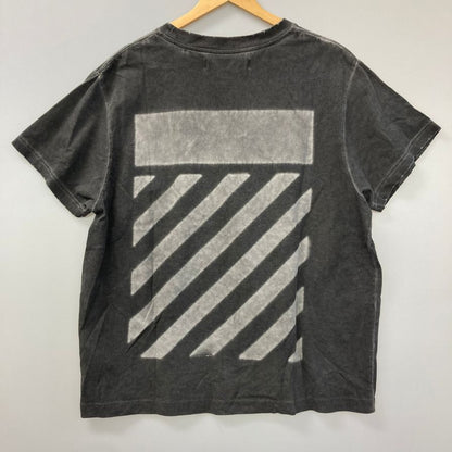 美品◆オフホワイト 半袖Tシャツ ダメージ加工 グレー系 メンズ サイズM OFF WHITE 【AFB3】