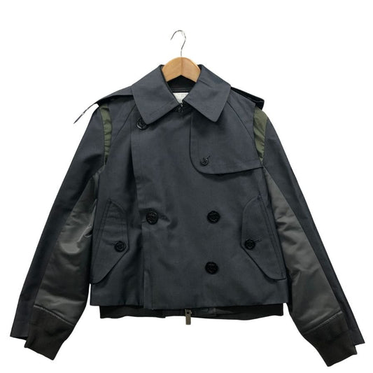 美品◆サカイ 22AW ジャケット Gabardine Mix Jacket グレー×カーキ サイズ1 22-06188 sacai 【AFB31】