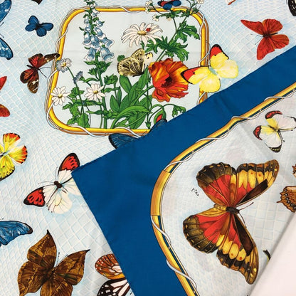 エルメス スカーフ カレ 90 プロヴァンス地方の踊り ブルー HERMES【AFI19-2】