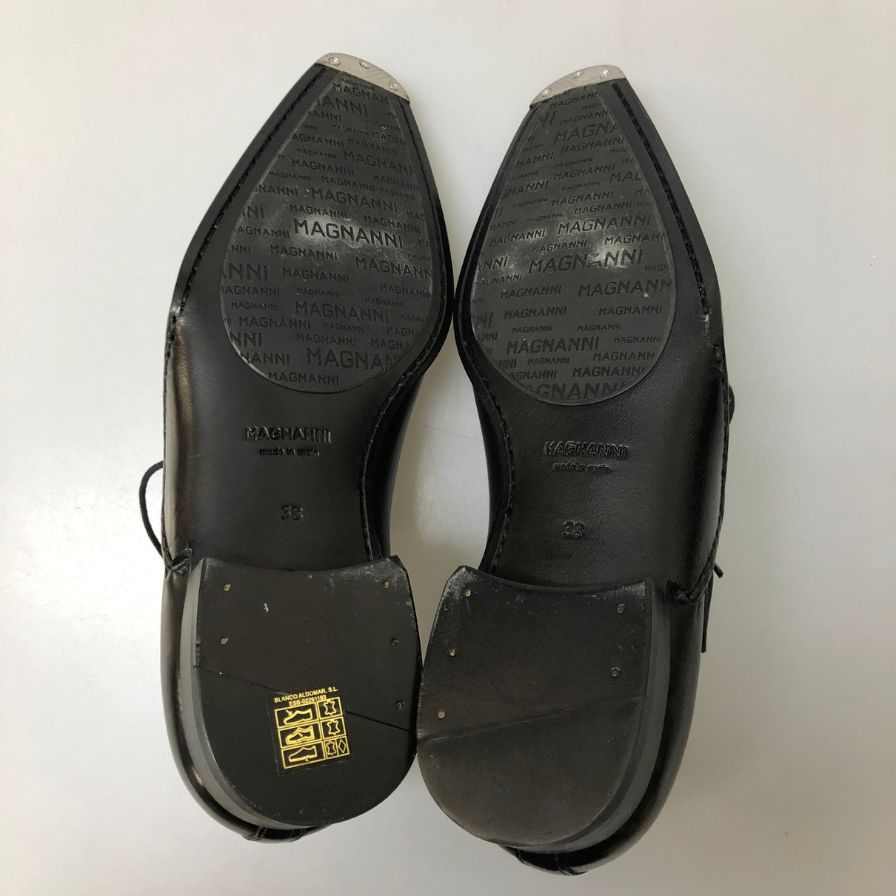 マグナーニ サイドレース ホールカット カーフ ブラック サイズ38 MAGNANNI 約24.0cm【AFC2】