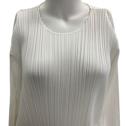 美品◆プリーツプリーズ ワンピース PP61JH126 イッセイミヤケ ポリエステル ホワイト サイズ4 レディース PLEATS PLEASE 【AFB21】