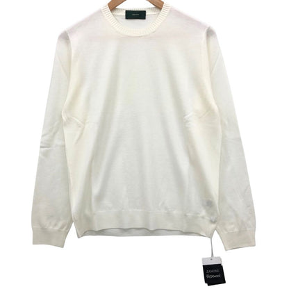 美品◆ザノーネ  クルーネック ニット ウール アイボリー サイズ46 メンズ ZANONE 【AFB7】
