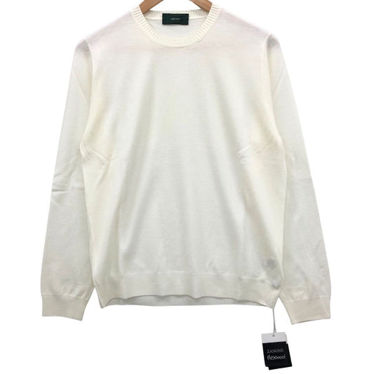 美品◆ザノーネ  クルーネック ニット ウール アイボリー サイズ46 メンズ ZANONE 【AFB7】