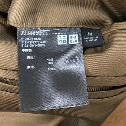 美品◆ユニクロ チェスターコート カシミヤ ウール ロング キャメル メンズ サイズM UNIQLO 【AFA4】