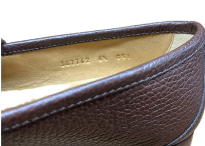 未使用 ◆ Gucci Bit Loafer 367762 粒面皮革 尺寸 6.5 男士棕色 GUCCI [LA] 