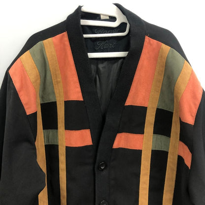 中古◆ロジャーケント ノーカラージャケット スエード切り替え ブラック メンズ サイズ不明 Roger Kent 【AFA16】