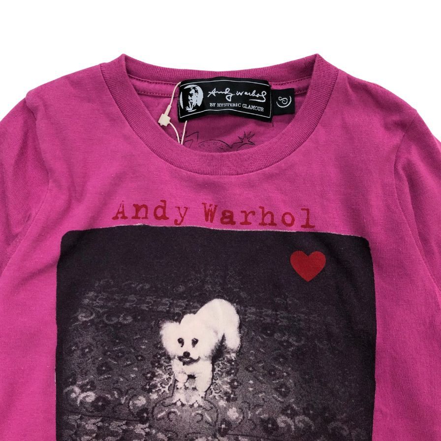 美品◆ヒステリックグラマー アンディウォーホル 長袖 プリント フォト Tシャツ ピンク キッズ サイズS HYSTERIC GLAMOUR 【AFB39】