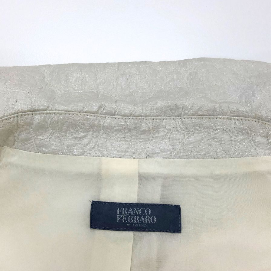 中古◆フランコフェラーロ フラワージャケットコート ホワイト サイズ3 レディース 花柄 日本製 FRANCO FERRARO 【AFB9】