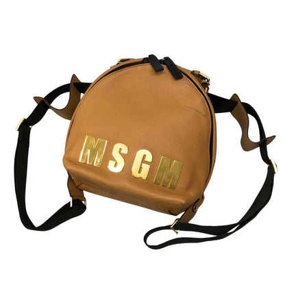 エムエスジーエム レザーリュック ブラウン バックパック カーフスキン 牛革 MSGM【AFE12】