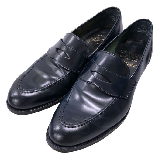 クロケット&ジョーンズ ローファー ロムジー コードバン ネイビー メンズ 9E 375ラスト CROCKETT & JONES ROMSEY ローファー 約27.5cm【LA】【中古】