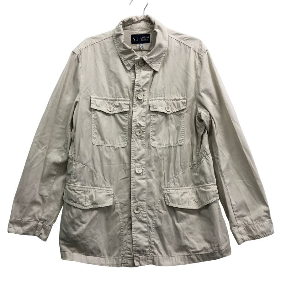 美品◆アルマーニジーンズ コットン フィールドジャケット トップス イタリア製 メンズ サイズ52 クリーム系 ARMANI JEANS 【AFB28】