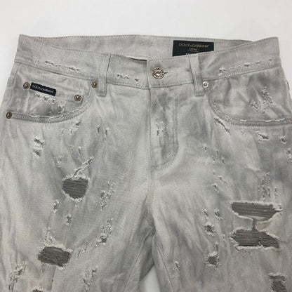 ドルチェ&ガッバーナ スキニーデニム ダメージ加工 グレー メンズ サイズ44 GY07LD DOLCE&GABBANA 【AFB41】