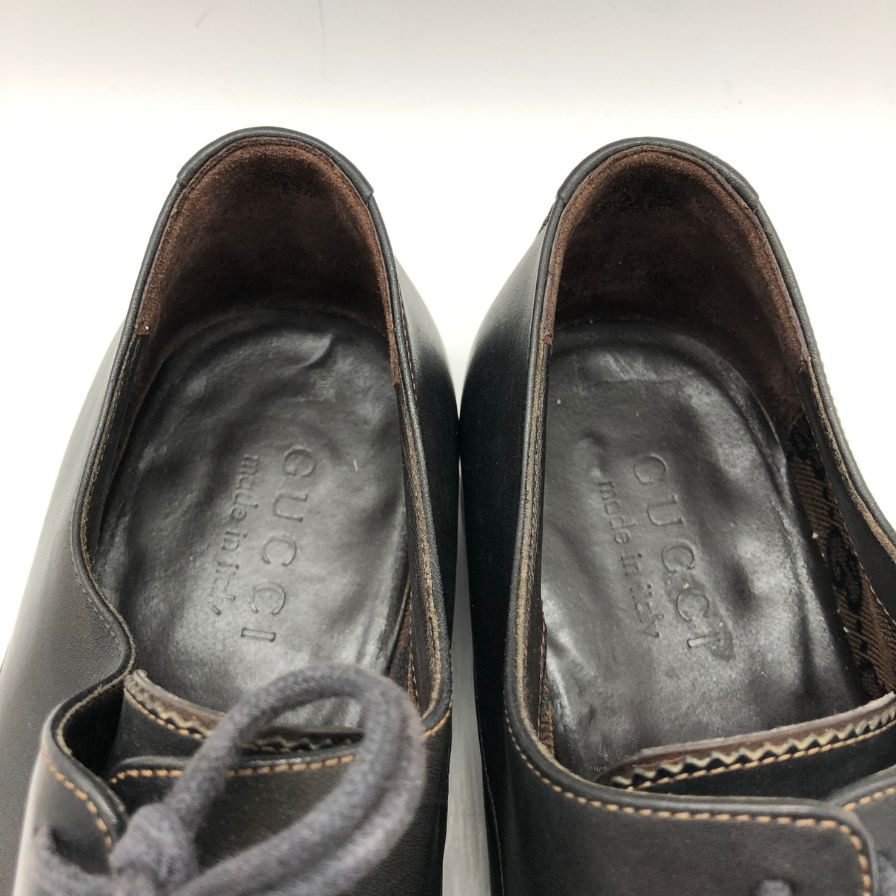 グッチ ウイングチップ カーフ 裏地GGキャンパス メンズ ブラック サイズ39.5E GUCCI 約24.5cm【PTM3】