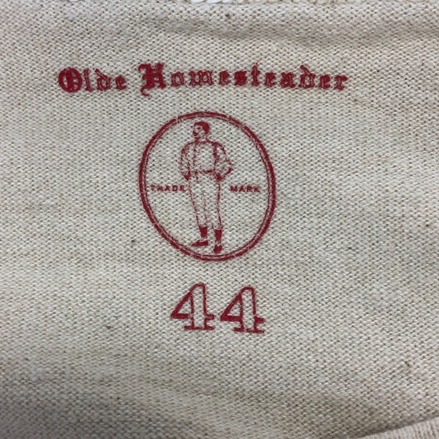 美品◆オールドホームステッダー クルーネック カットソー 長袖 メンズ サイズ44 アイボリー olde homesteader 【AFB46】