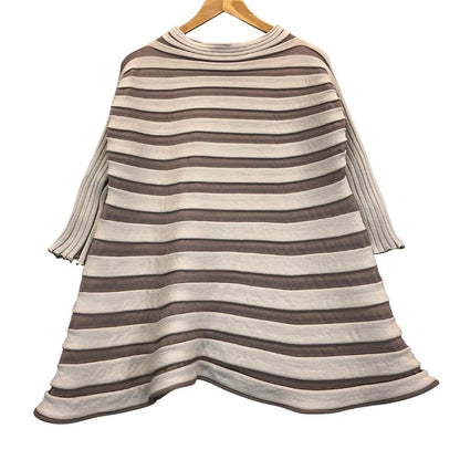 美品◆プリーツプリーズ ニット PP03-KK751 ボーダー ウール ポリエステル レディース ピンク系 サイズ3 PLEATS PLEASE 【AFB16】