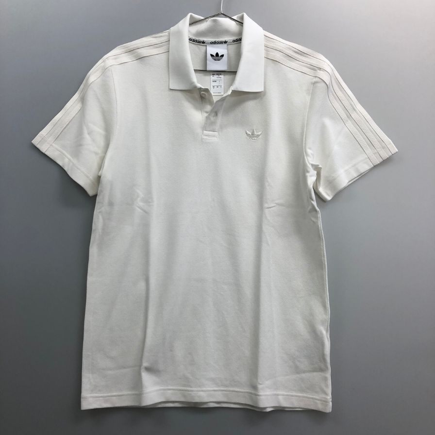 極美品◆アディダス 半袖ポロシャツ 3ストライプス ホワイト メンズ サイズL ADIDAS 【AFB29】