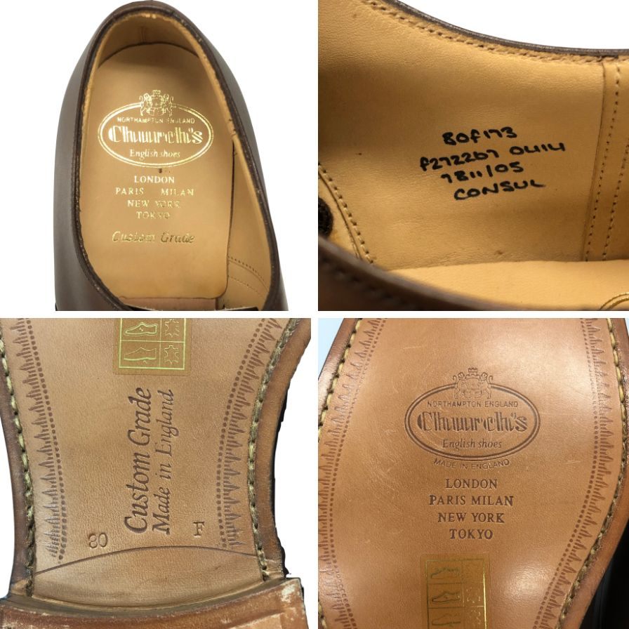 チャーチ レザーシューズ サイズ8 メンズ ブラウン Church's CONSUL ビジネスシューズ 約26.5cm【LA】【中古】
