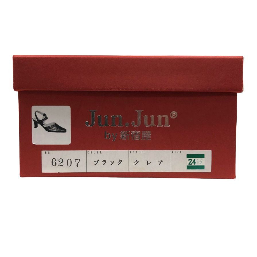 ジュンジュンバイ新宿屋 パンプス ヒール レザー 6207 ブラック サイズ24.5cm レディース Jun.Jun by shinjukuya 約24.5cm【7-13】