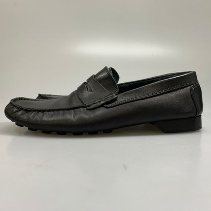 ランバン ドライビングシューズ カーフ コインローファー アンラインド ブラック サイズUK7 LANVIN 約26.0cm【AFC9】