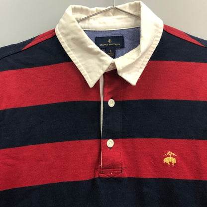 美品◆ブルックスブラザーズ ラガーシャツ ボーダー レッド ネイビー メンズ サイズS Brooks Brothers 【AFB43】