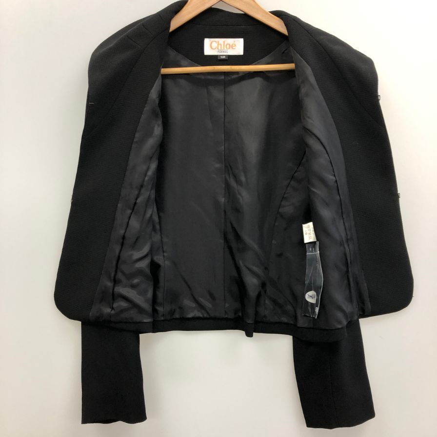 美品◆クロエ フォーマル テーラードジャケット 喪服 冠婚葬祭 ポリエステル ブラック レディース サイズ9AR Chloe FORMAL 【AFB5】