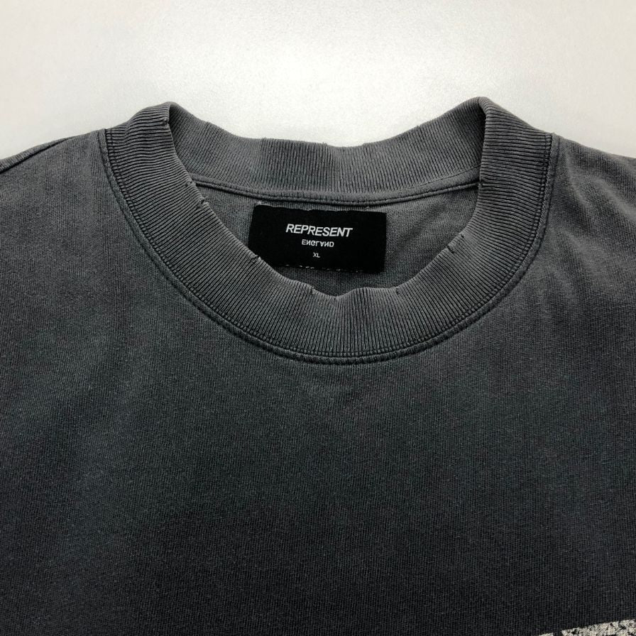 美品◆リプレゼント Tシャツ シャーク ダメージ加工 メンズ サイズXL ブラック REPRESENT 【AFB24】