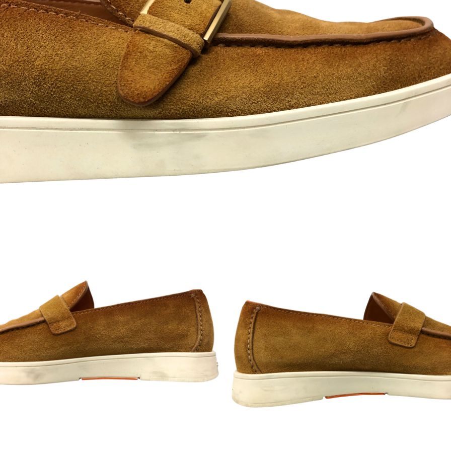 サントーニ ローファ― 18036 ベルトデザイン スエード ブラウン サイズUK6 メンズ SANTONI 約24.5cm【AFC4】
