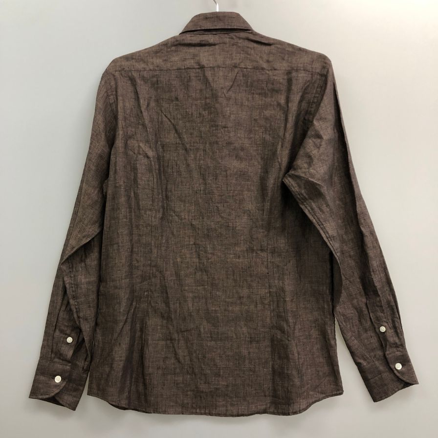 極美品◆ブリッラ ペル イル グスト 長袖シャツ リネン アルビニ社 ブラウン サイズS Brilla per il gusto 【AFB19】