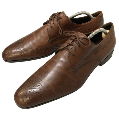 プラダ メダリオン ウイングチップ レザーシューズ ブラウン系 メンズ サイズ6 PRADA 約25.0cm【AFD2】