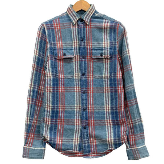 中古◆ダブルアールエル ラルフローレン 長袖シャツ チェック ブルー系 メンズ サイズXS RRL RALPH LAUREN 【AFB27】
